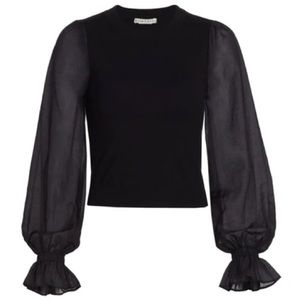 Alice + Olivia Kirie Combination Sleeve Sweater in Black